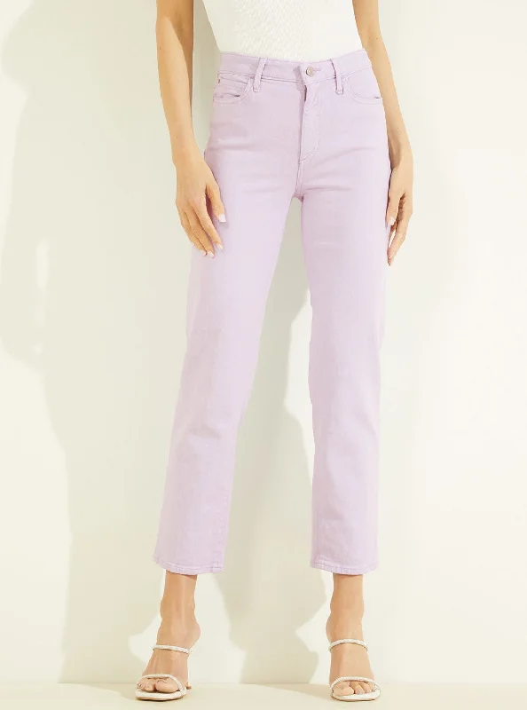 High-Rise 1981 Ankle Straight Leg Denim Jeans in Lavender Haze Wash