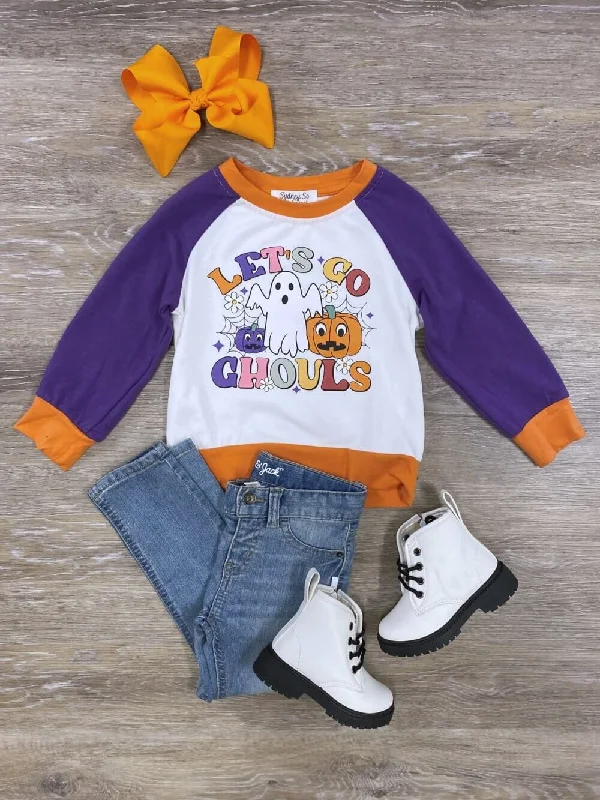 Let's Go Ghouls Raglan Sleeve Halloween Pullover