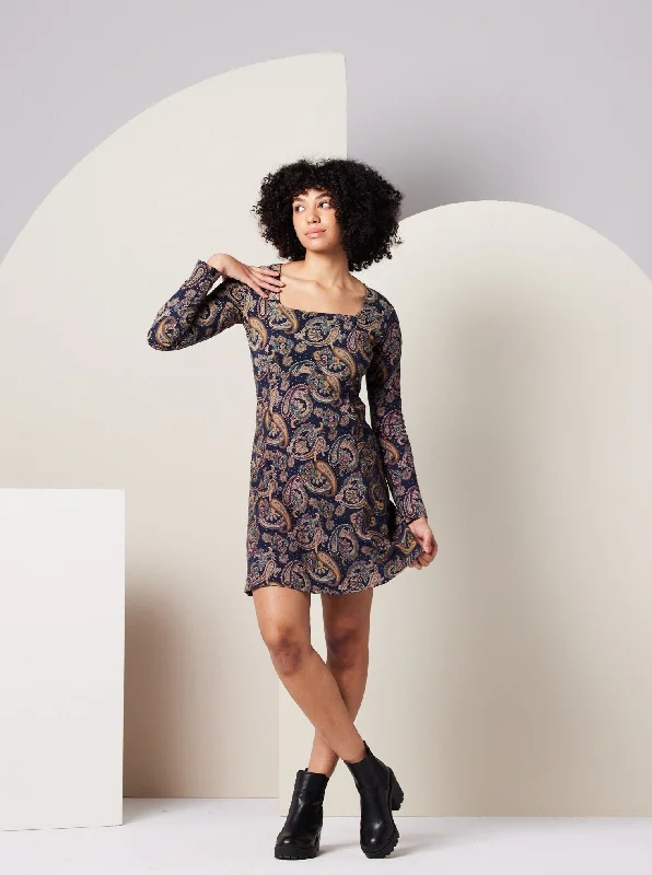 Sonnet Dress - Dark Blue Paisley