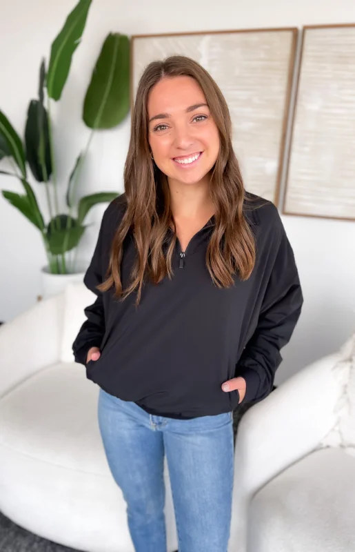 Bailey 3/4 Zip Black Pullover