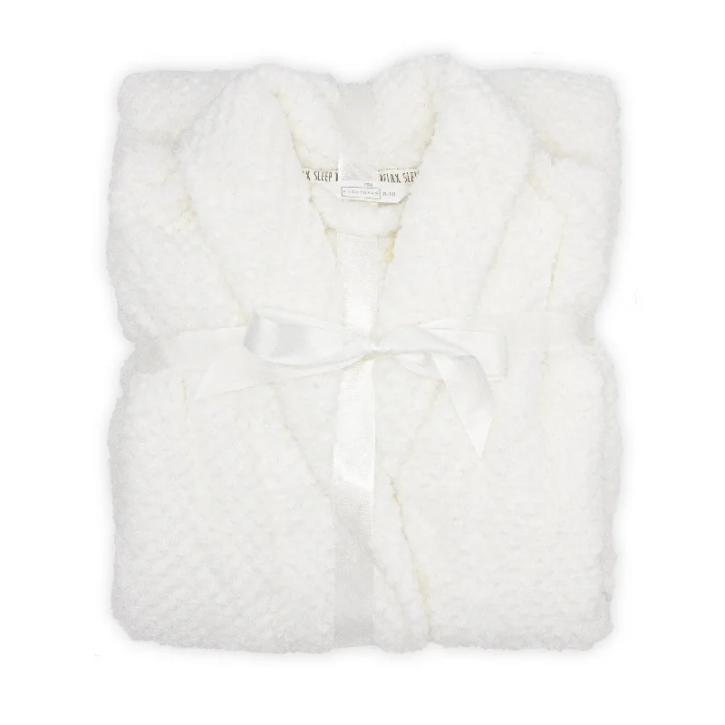 Ladies Honeycomb Fleece Dressing Gown - Ivory