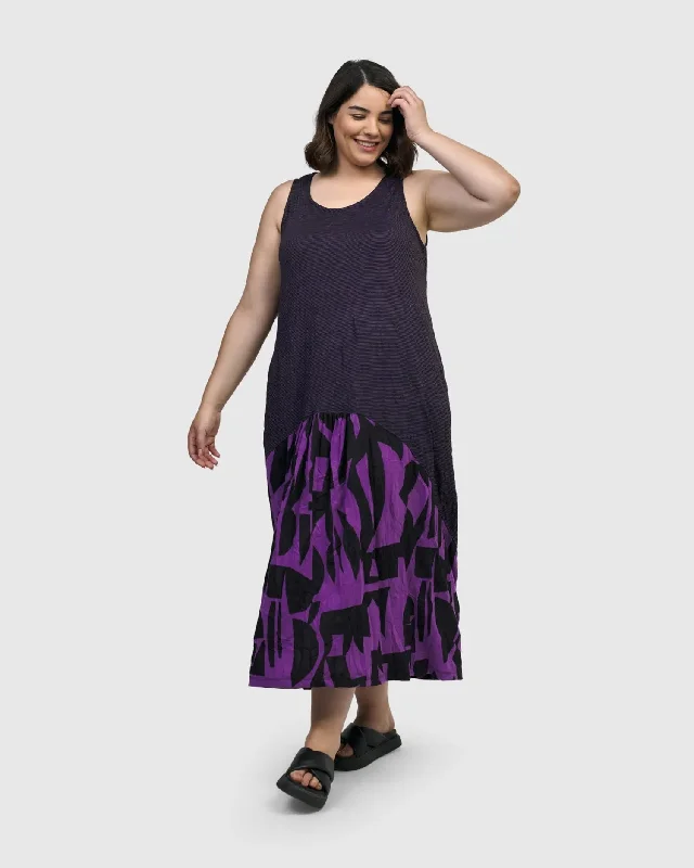 Fusion Sleeveless Midi Dress, Violet