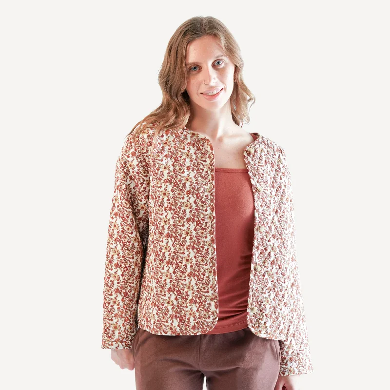 womens quilted jacket | harvest ditsy floral | organic cotton woven