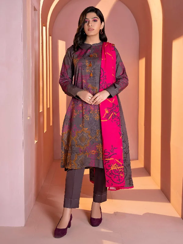 3 Piece Winter Cotton Suit-Printed (Unstitched)