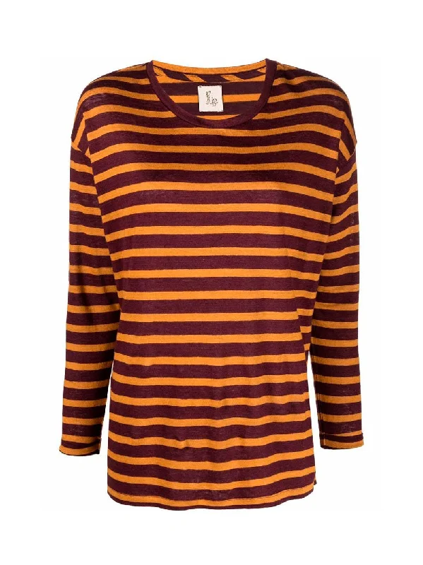 Linen Striped Long Sleeved T-Shirt