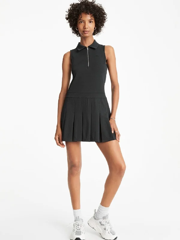 Dkny Women Black Solid Shirt Collar Sleeveless Dress