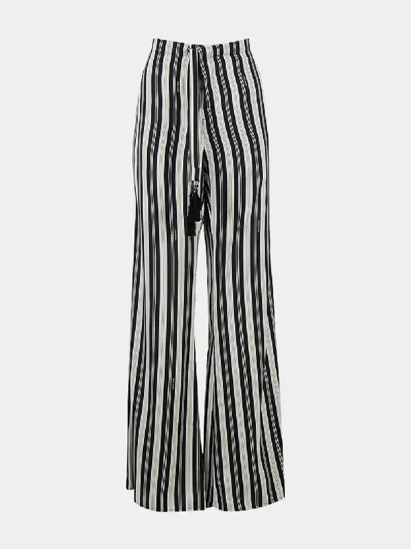 Striped Silk Satin Trousers