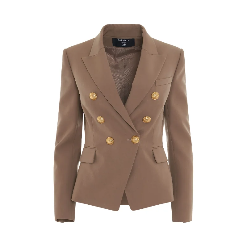 6 Button Grain De Poudre Jacket in Sand