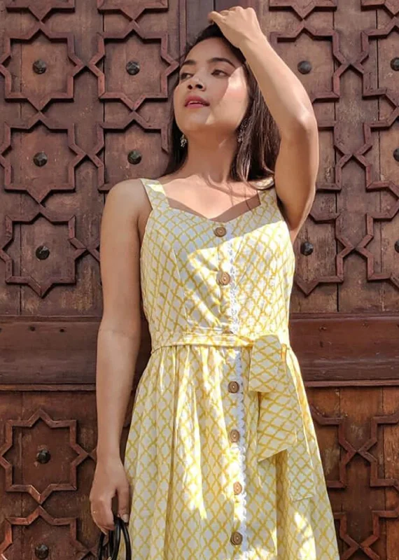 Yellow Printed Shirt Dress