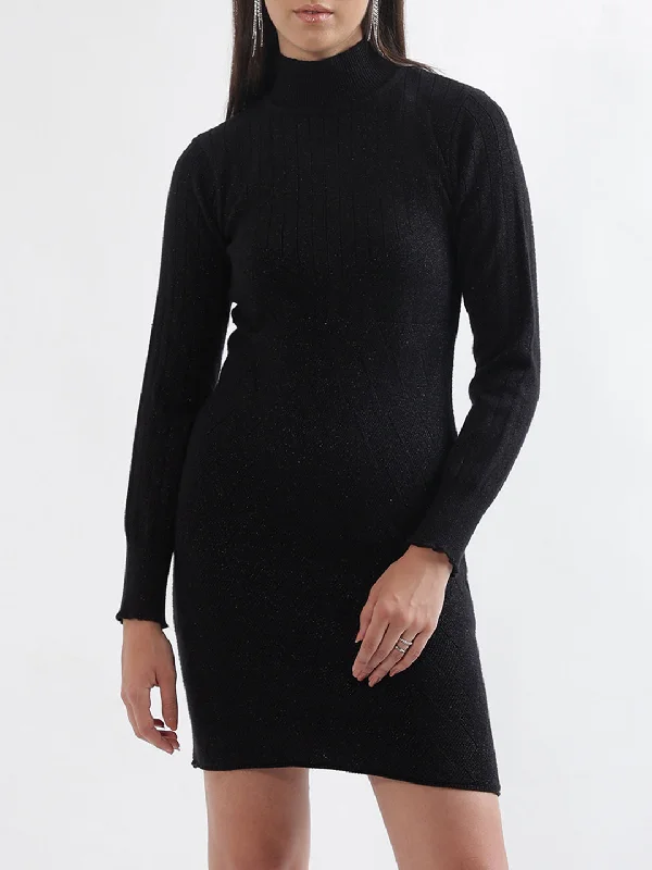 Centre Stage Women Black Solid Collar Dress