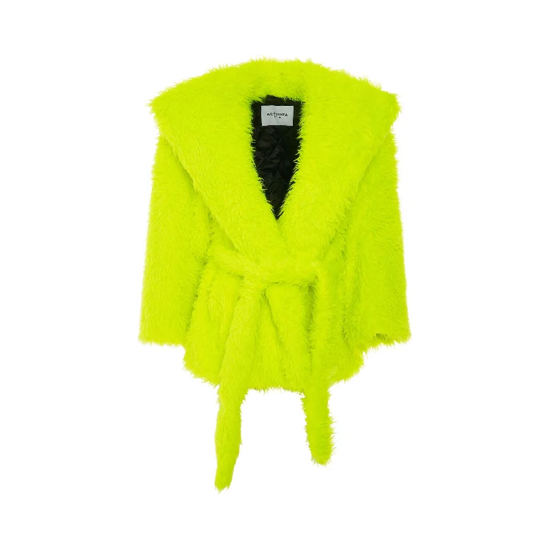 Teddy Sleeve Jacket in Fluo Yellow