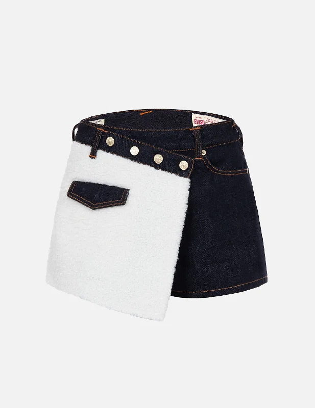 Sherpa Blocking Denim Skort