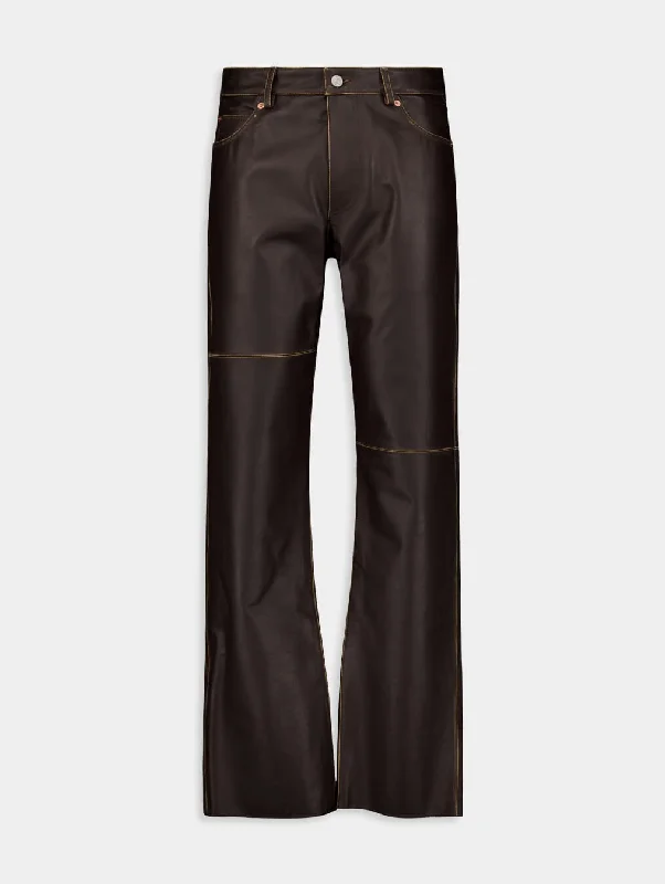 Straight-Leg Leather Trousers