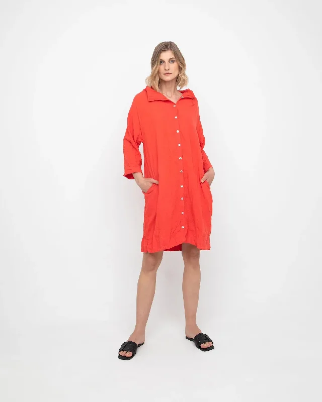 Ozai N Ku Arielle Funnel Neck Dress, Red