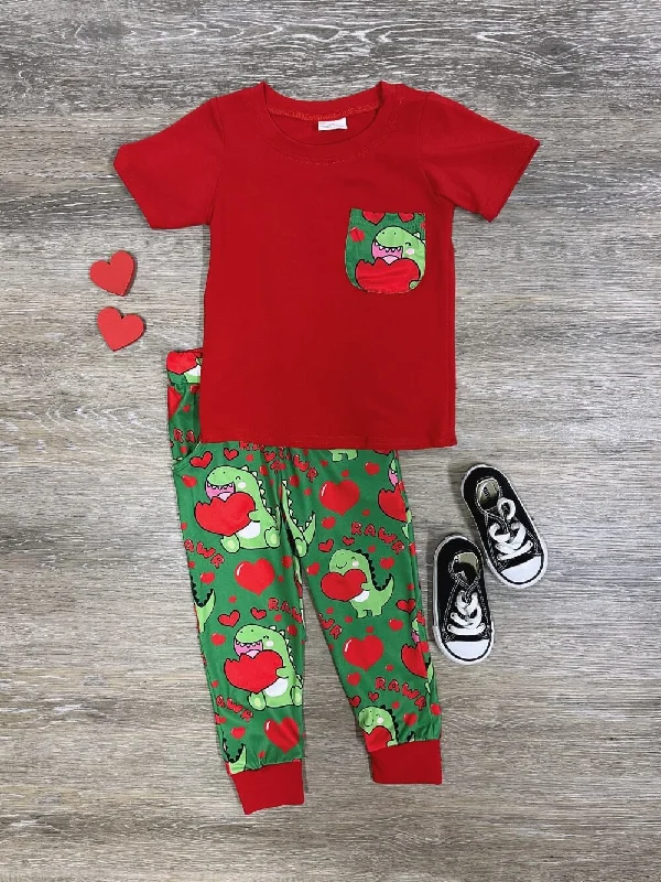 Love is Dino-Mite Boys T-Shirt and Jogger Pants Outfit