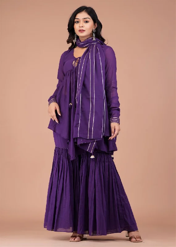 Purple Peplum Top and Sharara Set