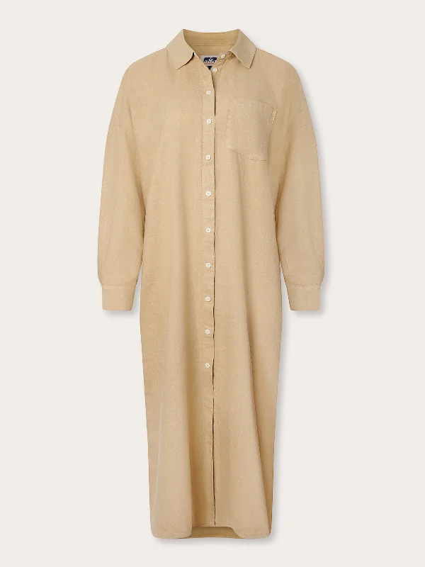 Womens Coconut Sapodilla Linen Shirt Dress