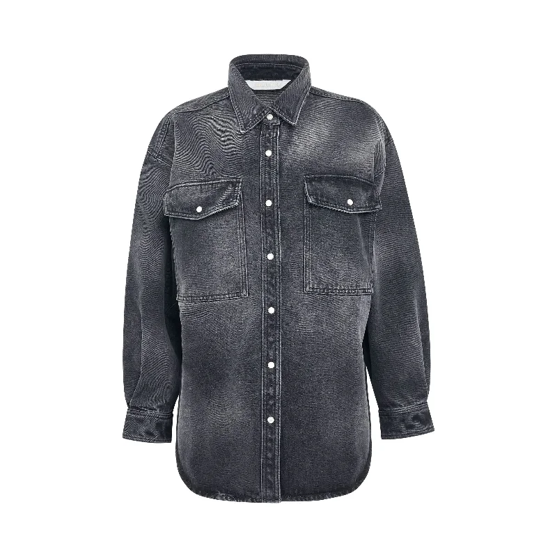 Logo Patch Denim Shirt in Black/Brown