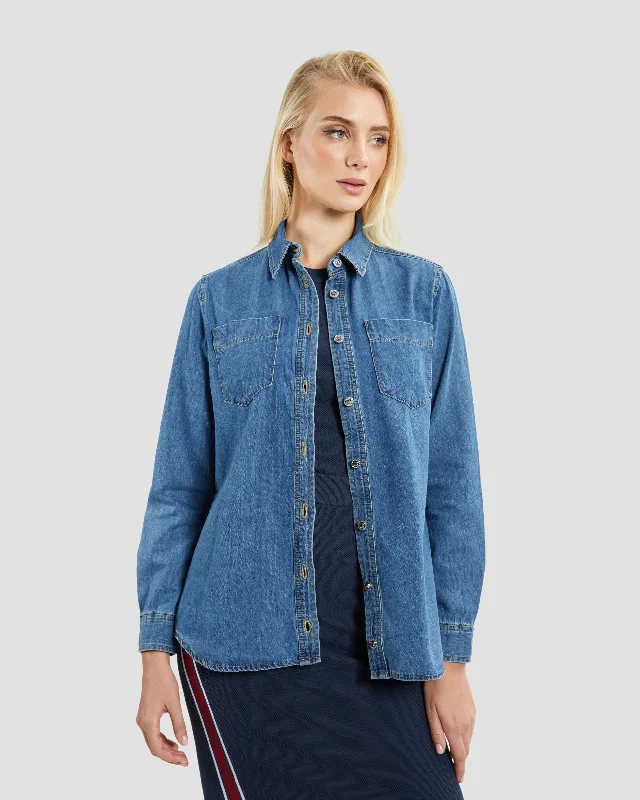 Brand Outlined Denim Shirt