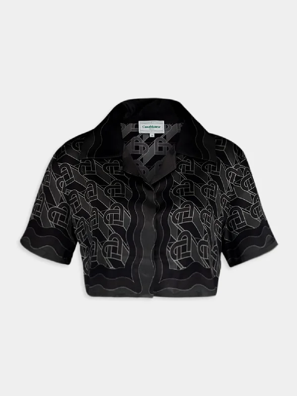 Heart Monogram-Print Cropped Shirt