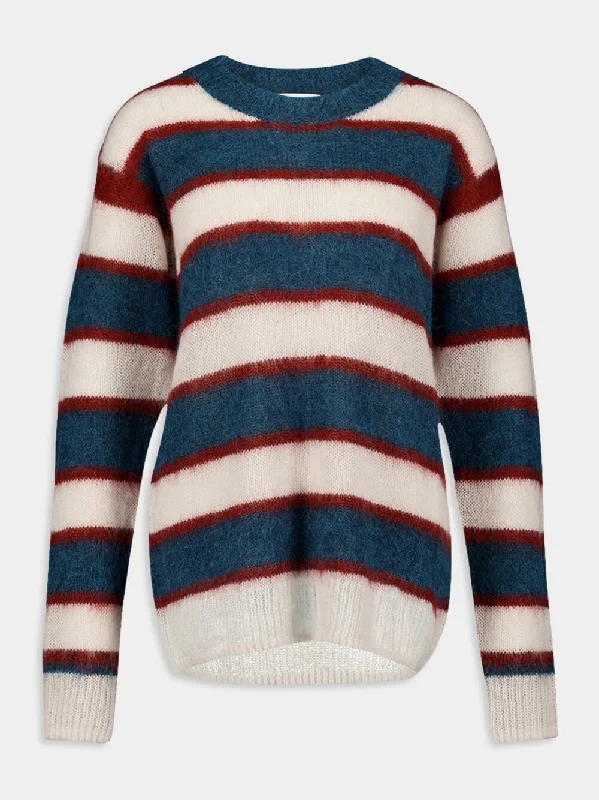 Drussell Brushed-Effect Striped Mohair Jumper