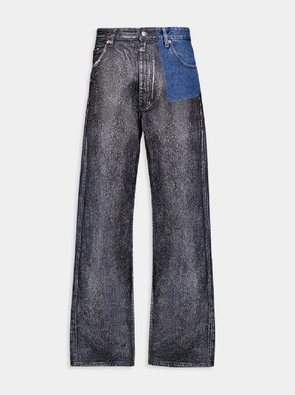 Panelled Mid-Rise Cotton Jeans