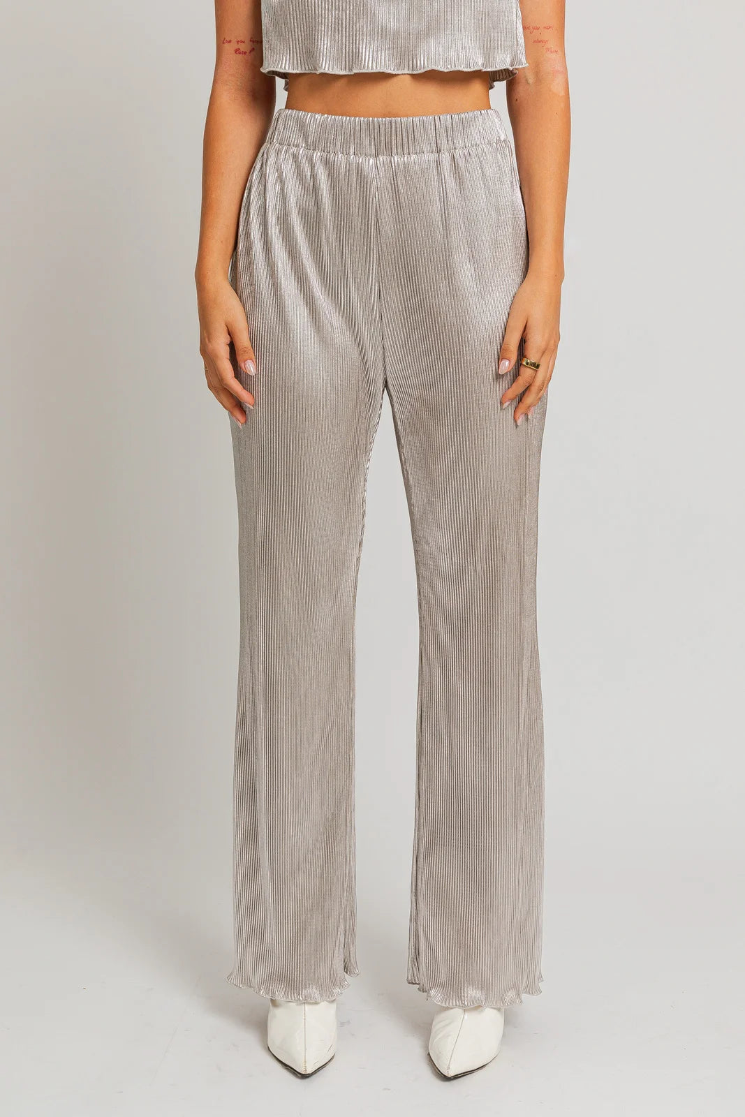 Shimmer Plated Wide Disco Pants