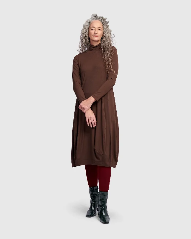 Essential Turtleneck Cocoon Dress, Umber