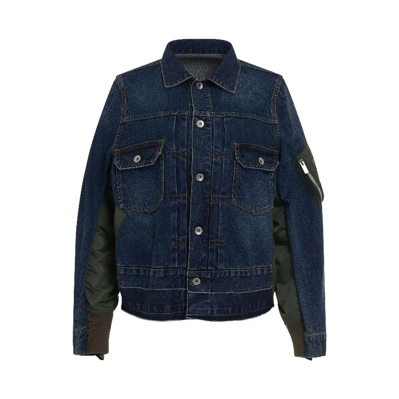 Classic Denim x Nylon Twill Jacket in Blue