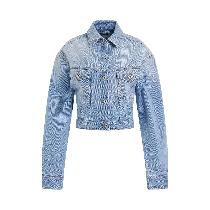 Toybox Bleach Crop Jacket in Light Blue