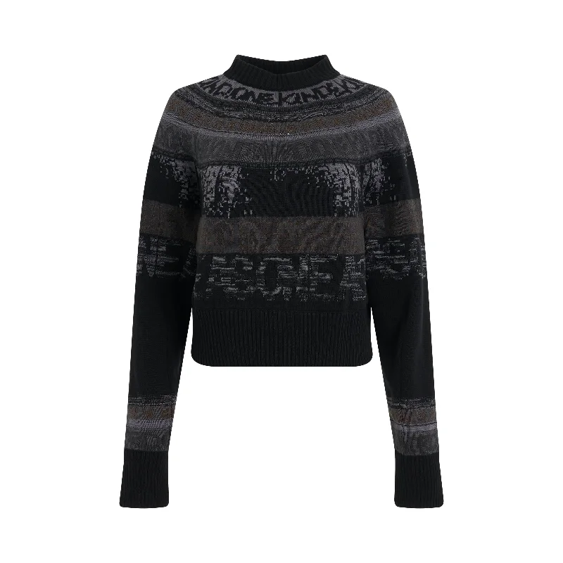 Eric Haze Knit Jacquard Pullover in Black