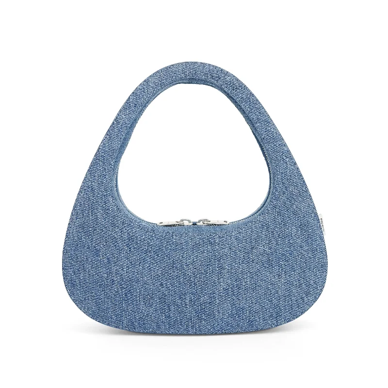 Denim Baguette Swipe Bag in Washed Blue