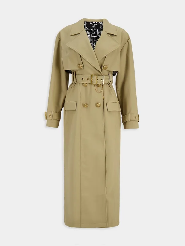 Embellished Gabardine Trench Coat