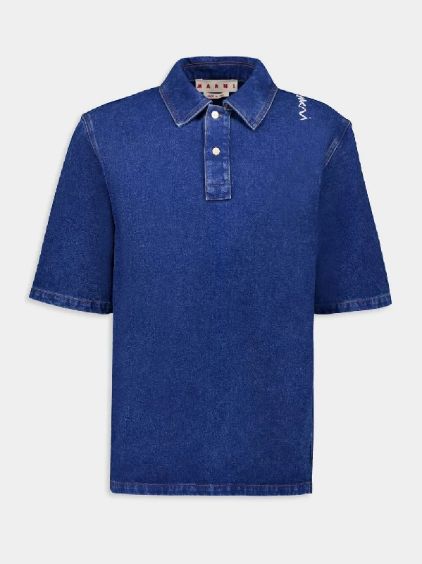 Ocean Blue Organic Denim Polo