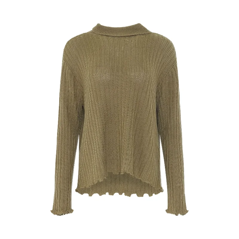 Knitted Long Sleeve Loose Pullover in Pistachio