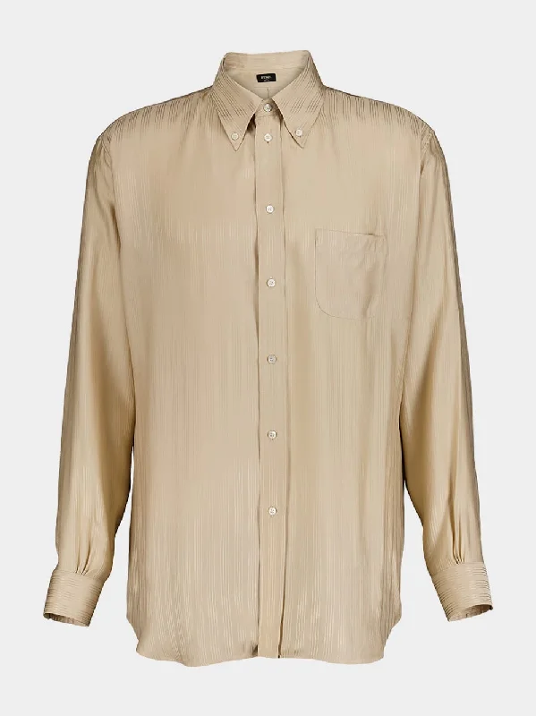 All-Over Micro Pinstripes Silk Shirt