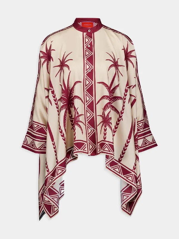 Palm Tree-Print Silk Shirt