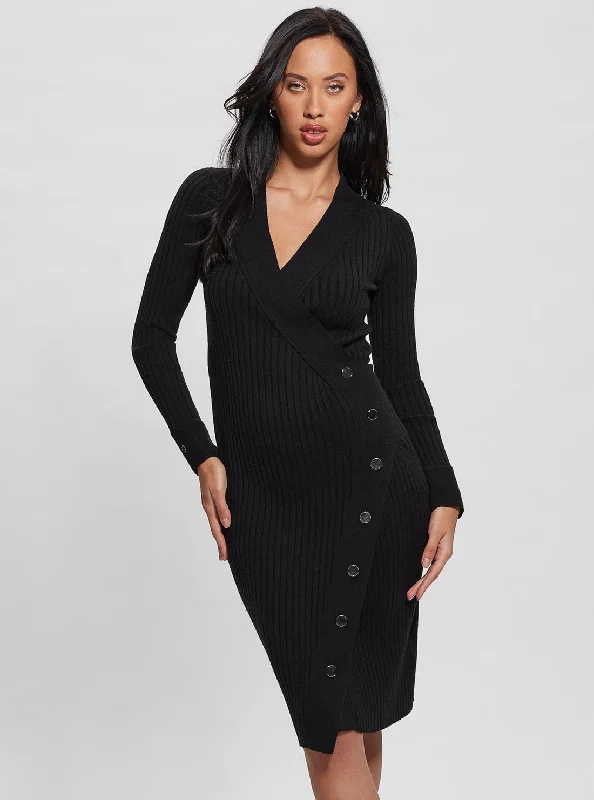 Black Cecile Knit Midi Dress