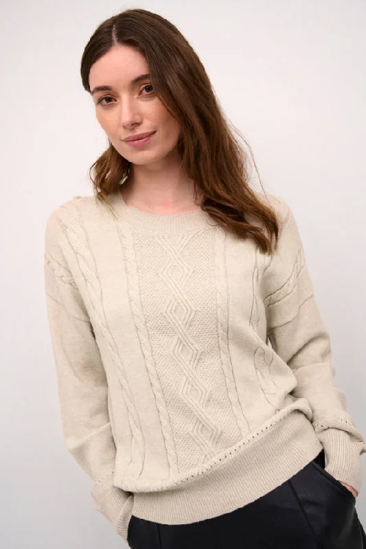 Cream Womens Dela Knit pullover - Oat melange