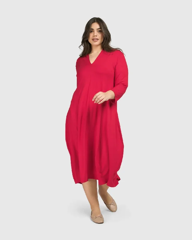 Essential Cocoon Dress, Red Rose