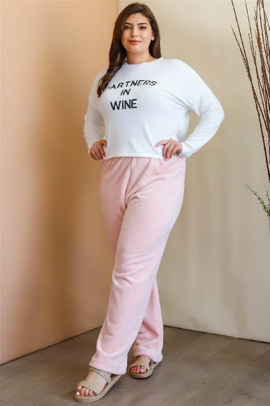 Plus Size Pink Bow Detail Wide Leg Pants