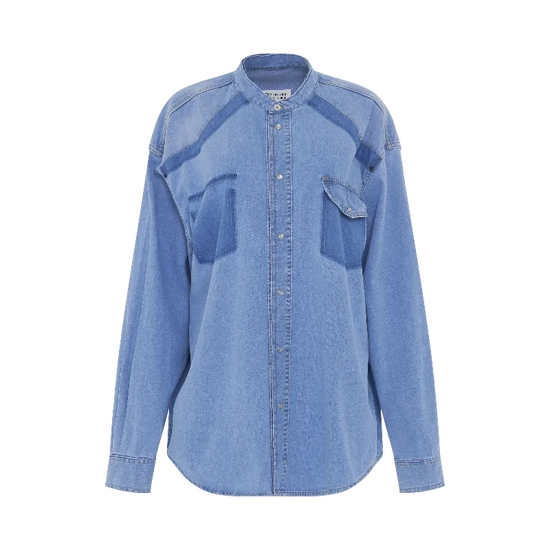 Denim Shirt with Pockets in Combo Denim