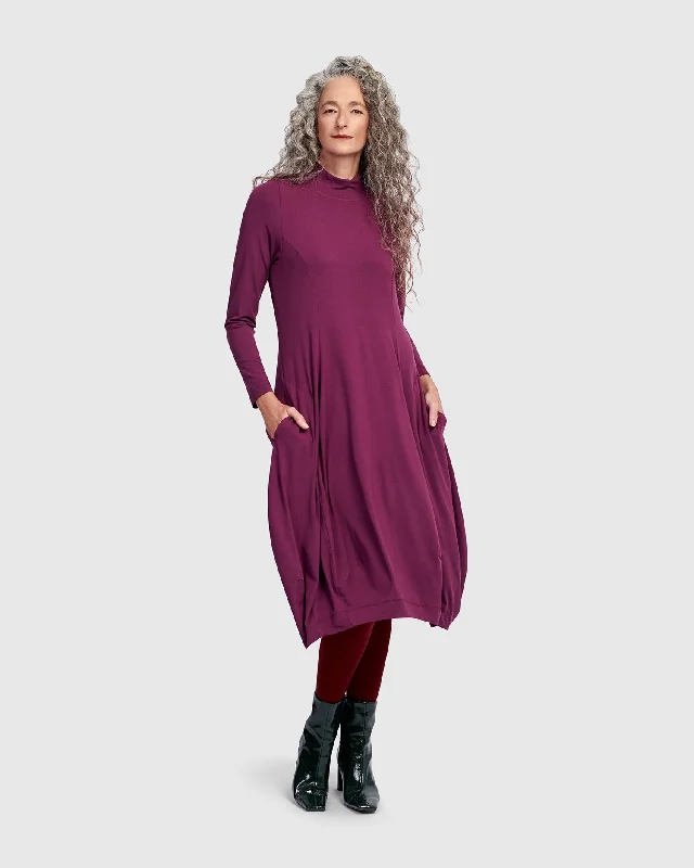 Essential Turtleneck Cocoon Dress, Sangria