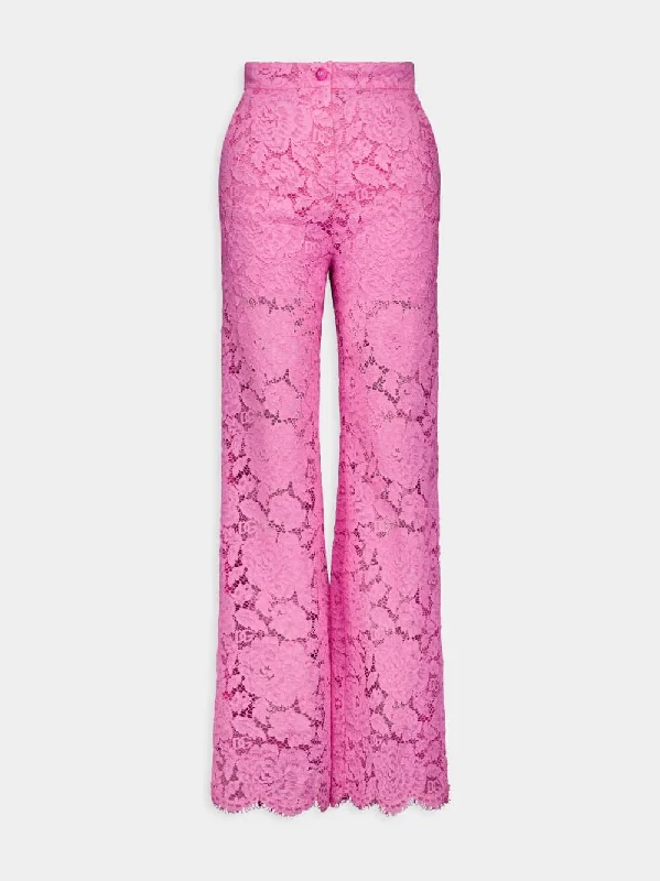 Floral Lace Flared Trousers