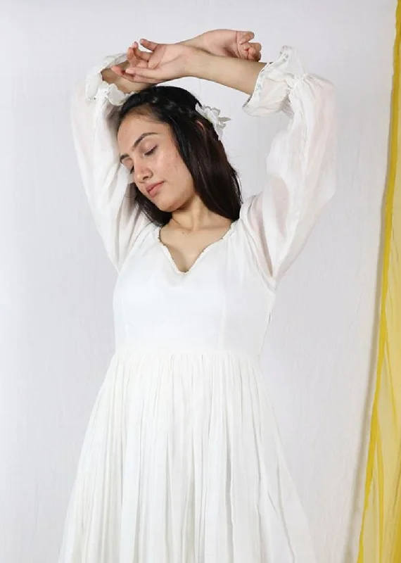 Off White Gathered Dress