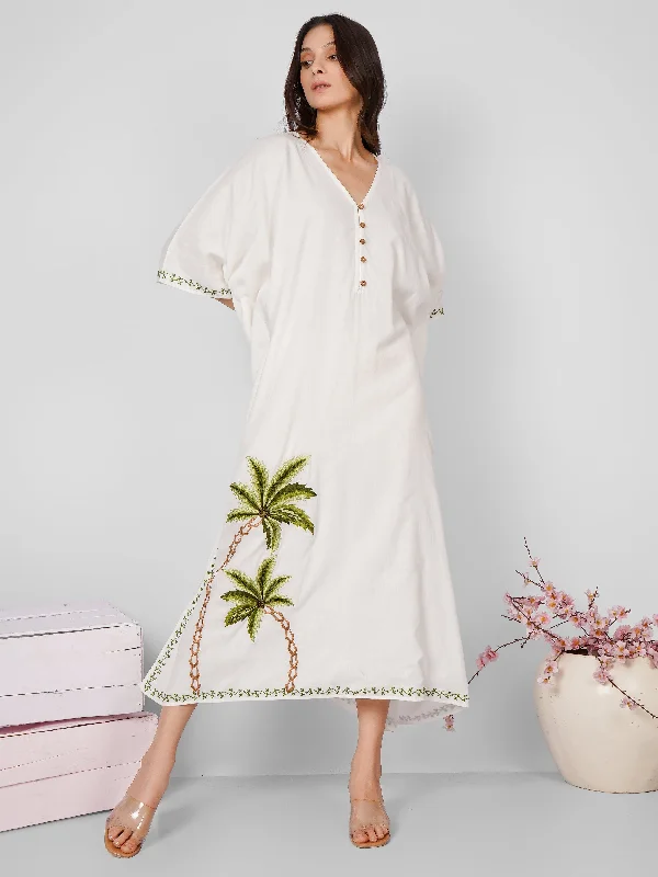 White Tree Embroidered Kaftan