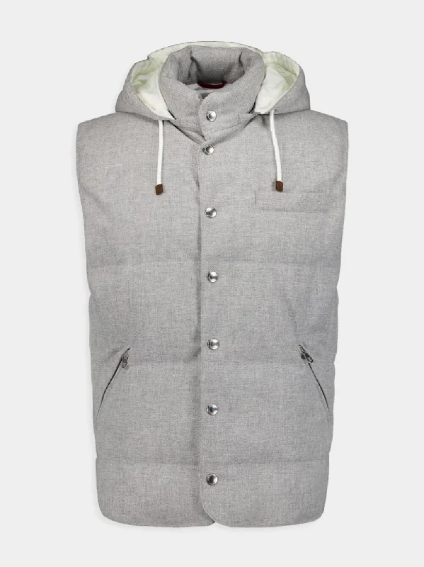 Feather-Down Padded Wool Gilet