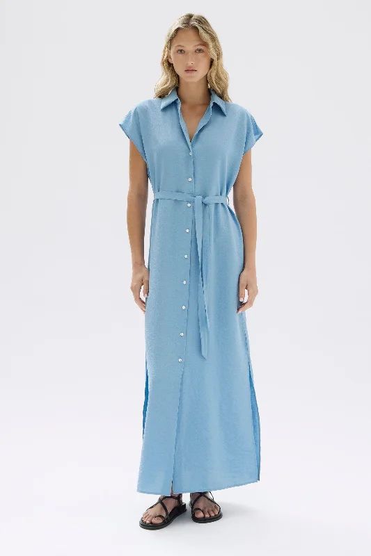 Heather Silk Maxi Shirt Dress