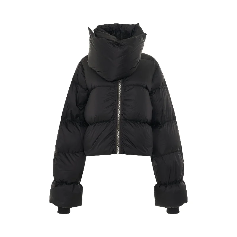 Funnel Neck Down Jacket in Black