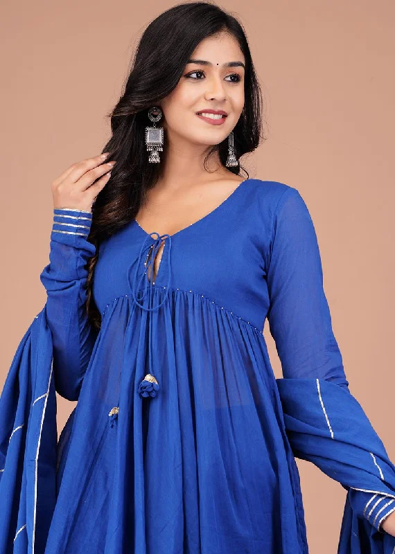 Blue Peplum Top with Sharara Suit Set